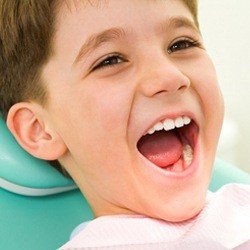 young boy in dental chair