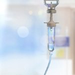 An up-close view of an IV drip used on a patient receiving sedation